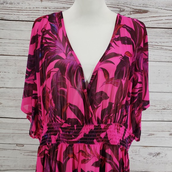 Torrid Women's Pink Mesh Smock Waist Cover Up Dress Size 4 - Picture 11 of 15